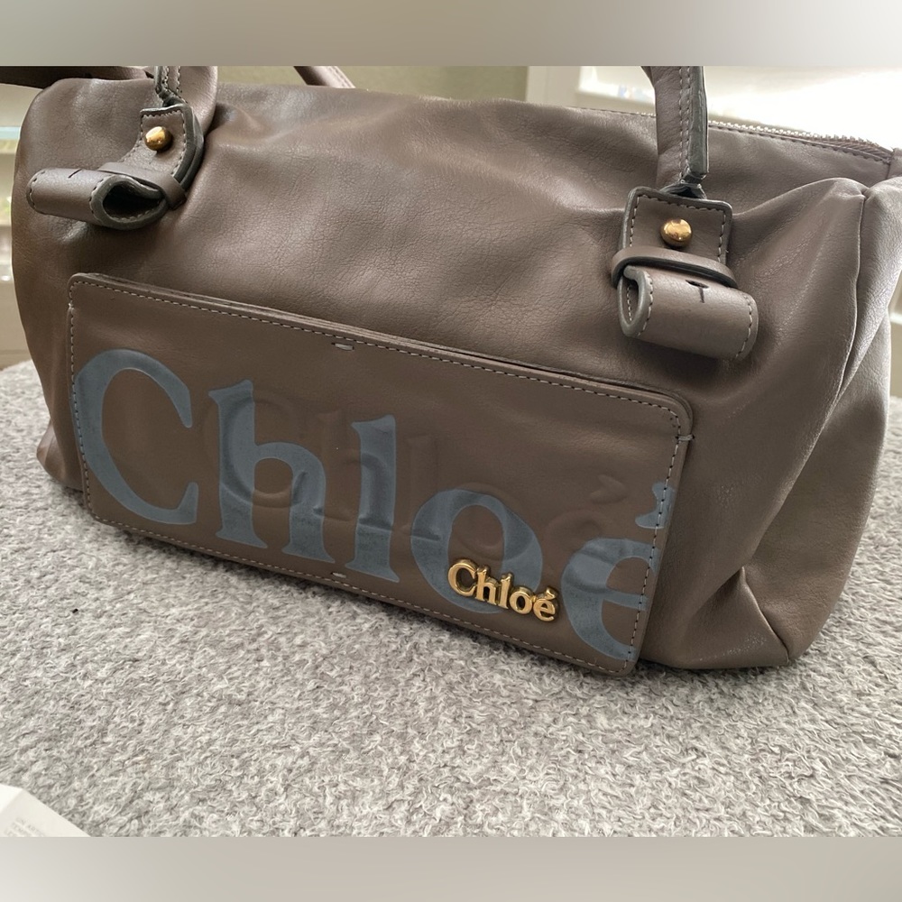 Chloe Gray Leather Tote Bag